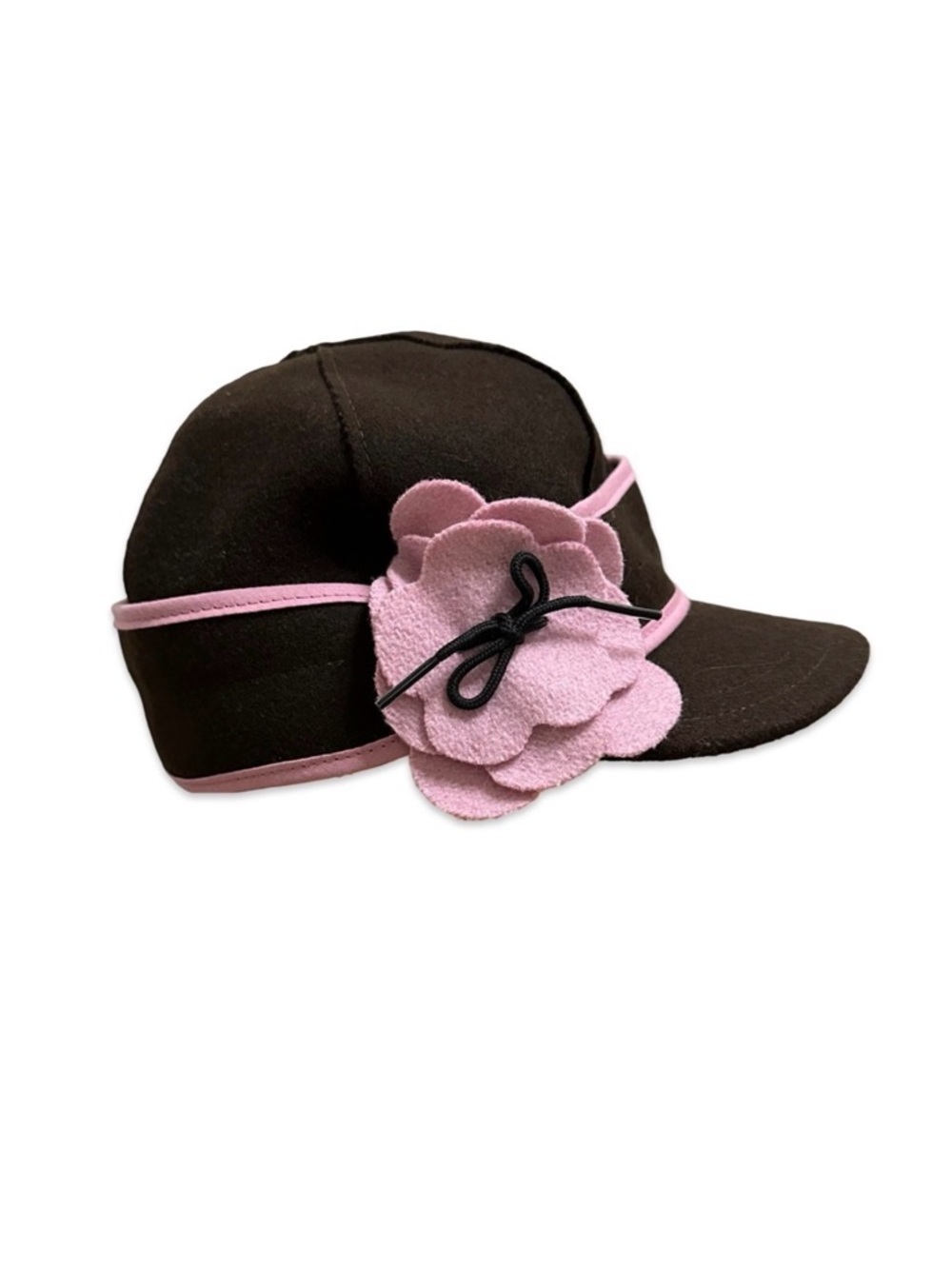 Stormy Kromer Ida Kromer Cap Brown Pink Wool Blend Flower Hat Size 7 Made in USA